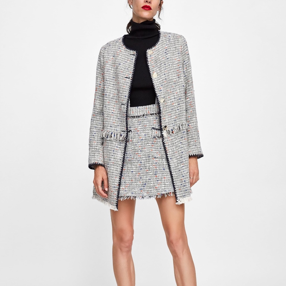 zara MINI SKIRT WITH TWEED SUSPENDERS - Picture 4 of 6
